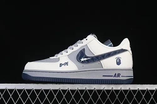 All categories Nk Air Force 1 Air Force series Nk Air Force 1 Low Air Force low top Nike Air Force 1'07 Low BaPe co-branded beige gray blue Air Force 1 low top casual sneakers SM6668-111
